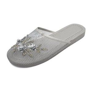 Women's Silver Mesh Slippers with Sequin